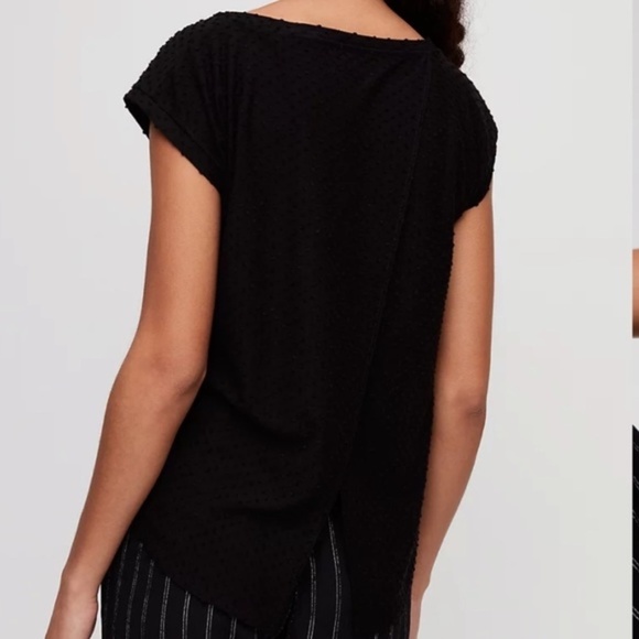 Aritzia Wilfred Burgundy Short Cap Sleeve Textured Blouse Open Cross Back - Sz L - Picture 14 of 16